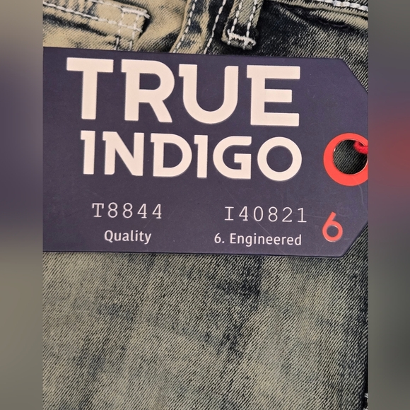 True Indigo Classic Straight Fit Mens Distressed Denim Jean New With Tags - Picture 5 of 14